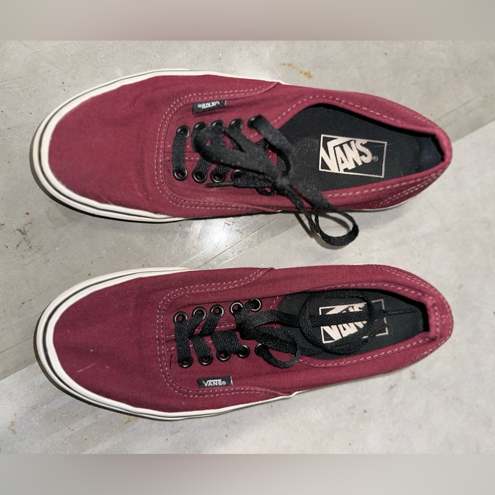 Vans Maroon Canvas Shoes with Black Laces